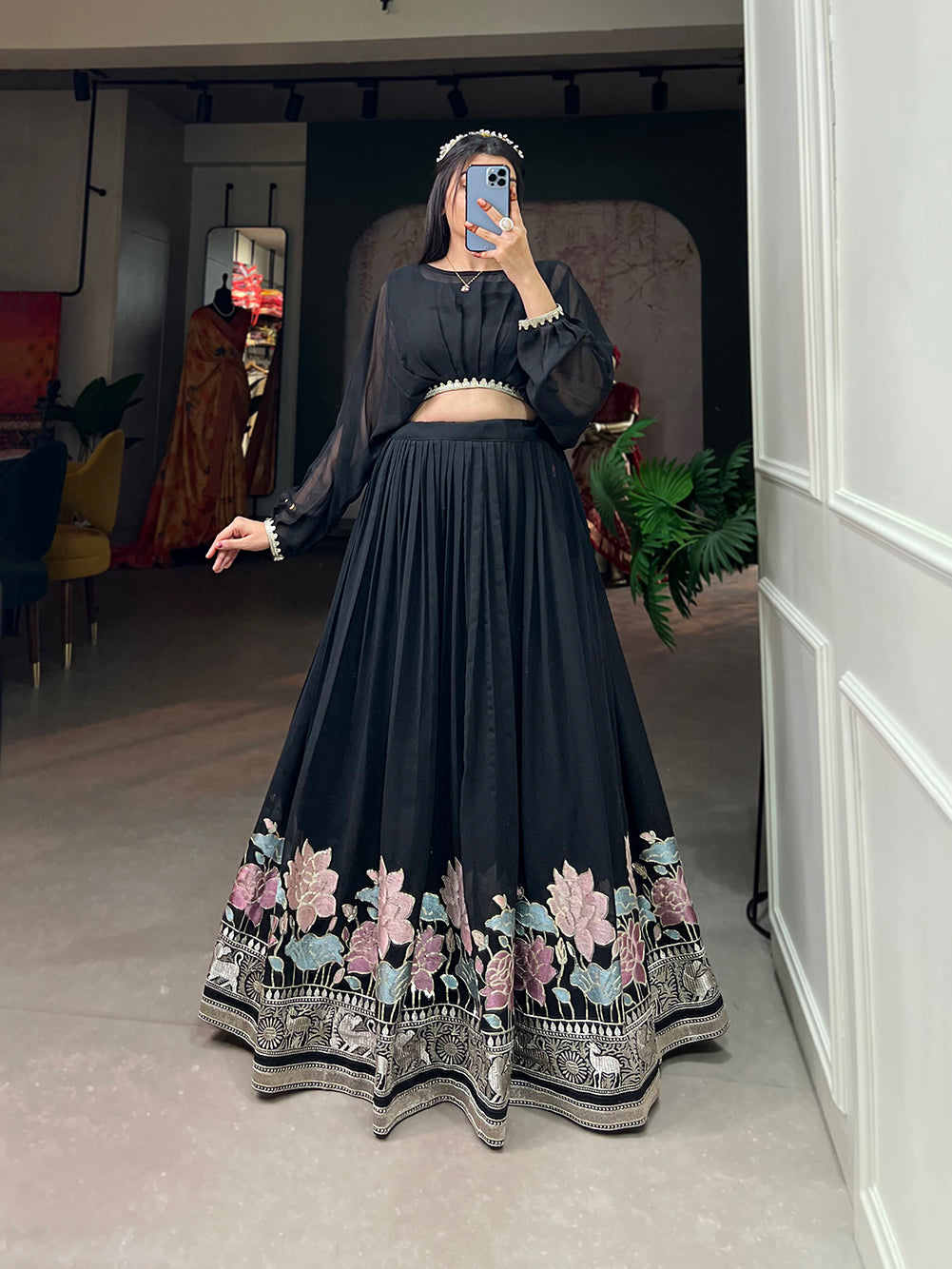 Georgette Co-ord Set, Embroidered Lehenga Set, Sequin Co-ord Set, Stitched Co-ord Set, Party Wear Co-ord, Traditional Coord Set, Designer Coord Collection, Canvas Flair Lehenga, Indian Co-ord Set, Lehenga with Top, 3.5 Meter Flare Lehenga, Lace Border Top, Lightweight Coord Set, Ethnic Coord Outfit