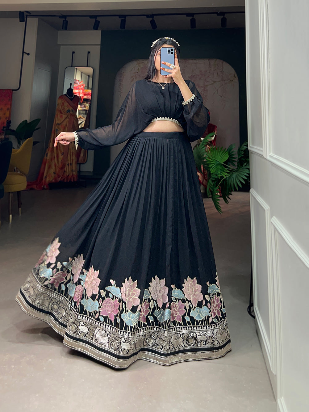 Georgette Co-ord Set, Embroidered Lehenga Set, Sequin Co-ord Set, Stitched Co-ord Set, Party Wear Co-ord, Traditional Coord Set, Designer Coord Collection, Canvas Flair Lehenga, Indian Co-ord Set, Lehenga with Top, 3.5 Meter Flare Lehenga, Lace Border Top, Lightweight Coord Set, Ethnic Coord Outfit