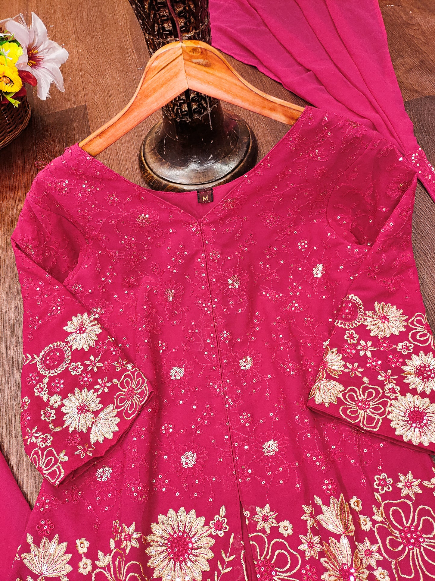 Designer Georgette Plazo Suit with Elegant Embroidered Work