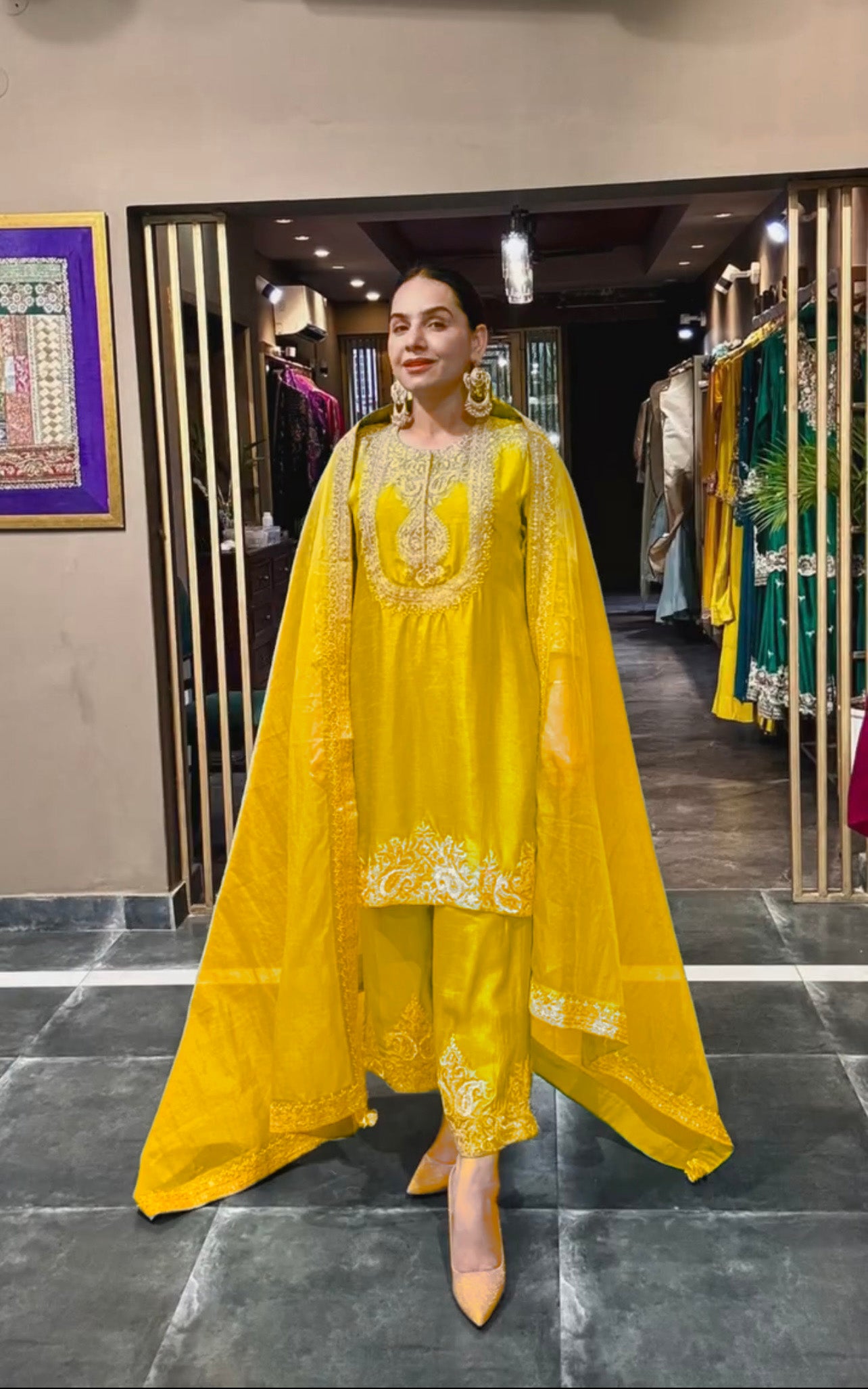 Luxuriant Chinnon Sequence Work Yellow Color Salwar Suit