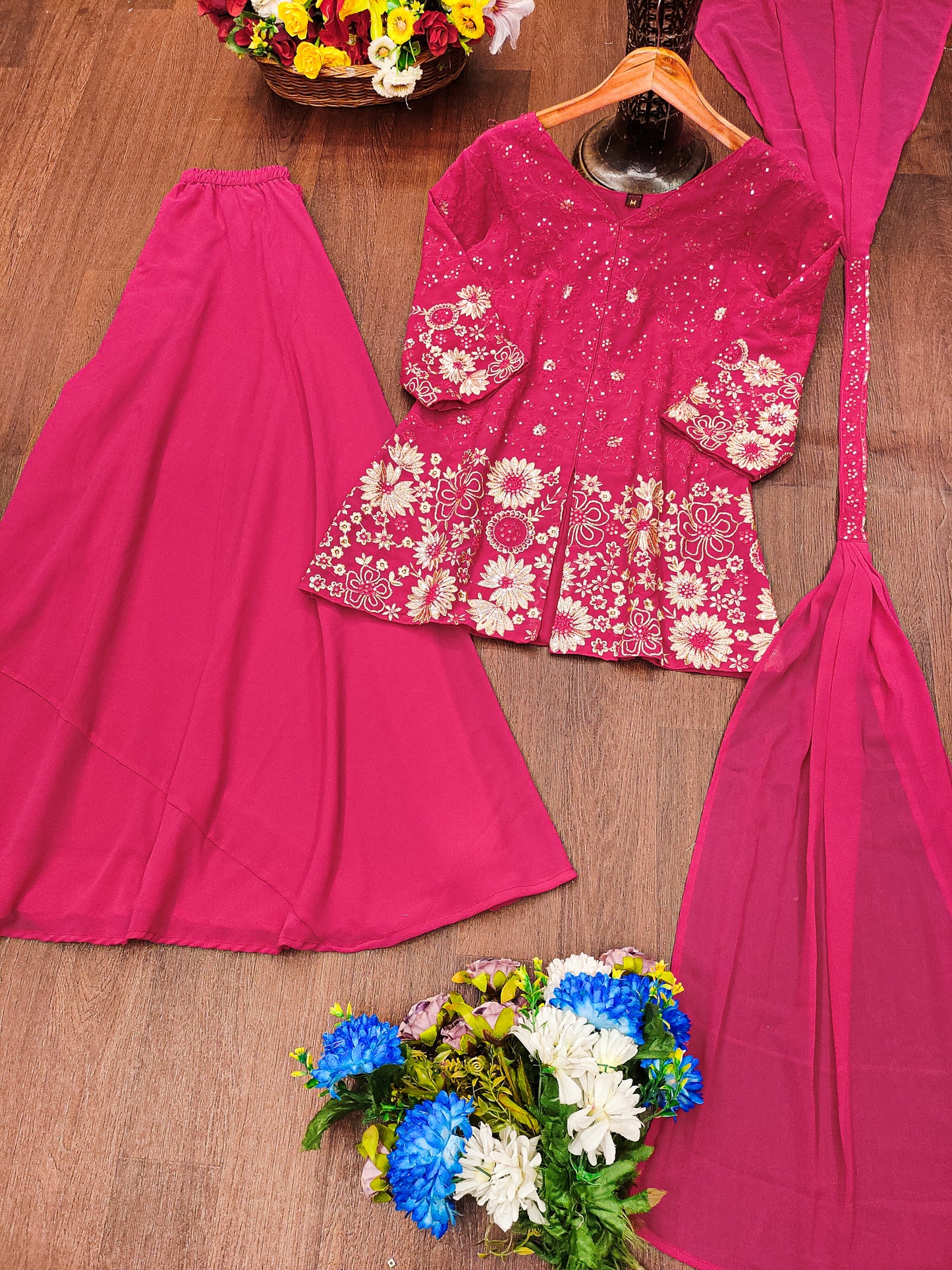 Designer Georgette Plazo Suit with Elegant Embroidered Work