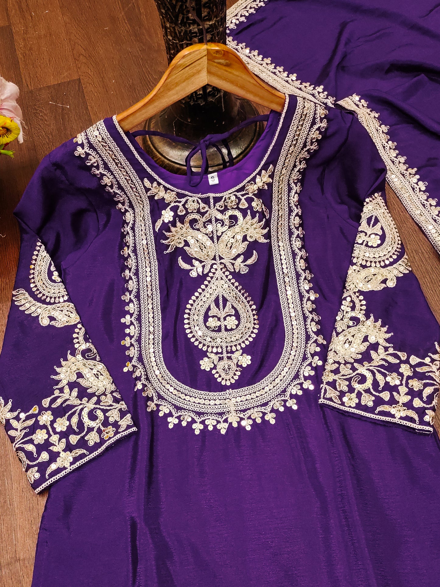 Luxuriant Chinnon Sequence Work Purple Color Salwar Suit
