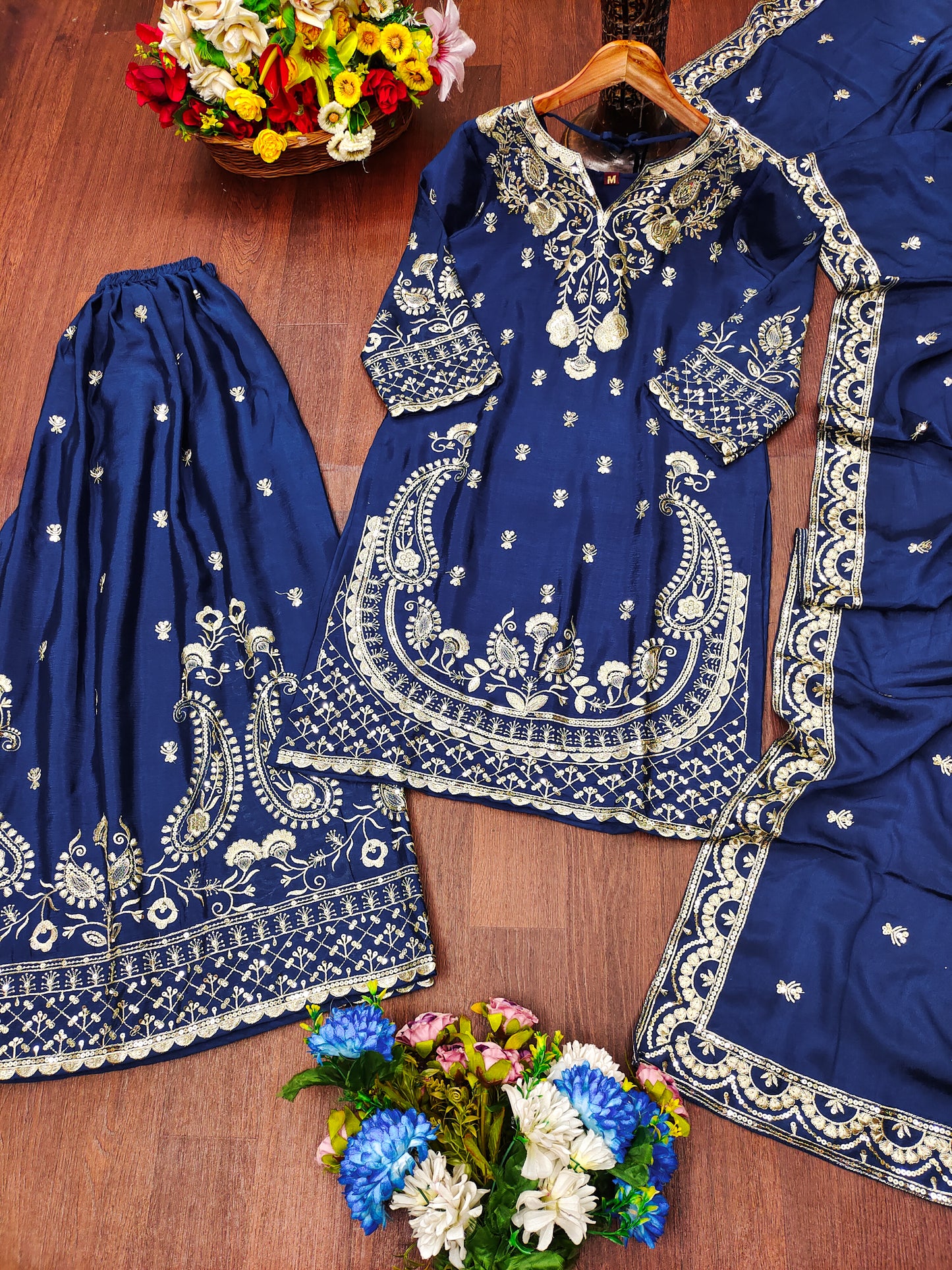 Designer Chinon Sharara Suit with Stunning Sequin Embroidered Work