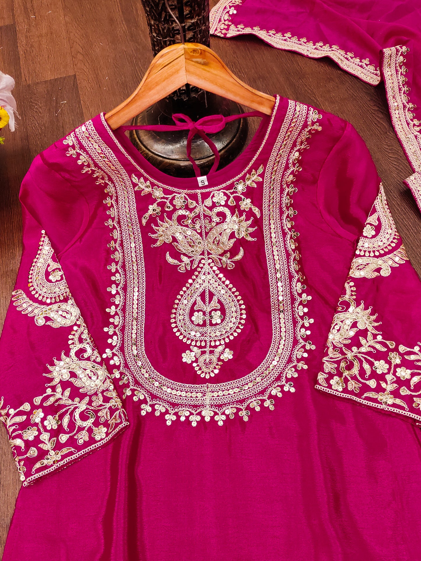 Luxuriant Chinnon Sequence Work Pink Color Salwar Suit