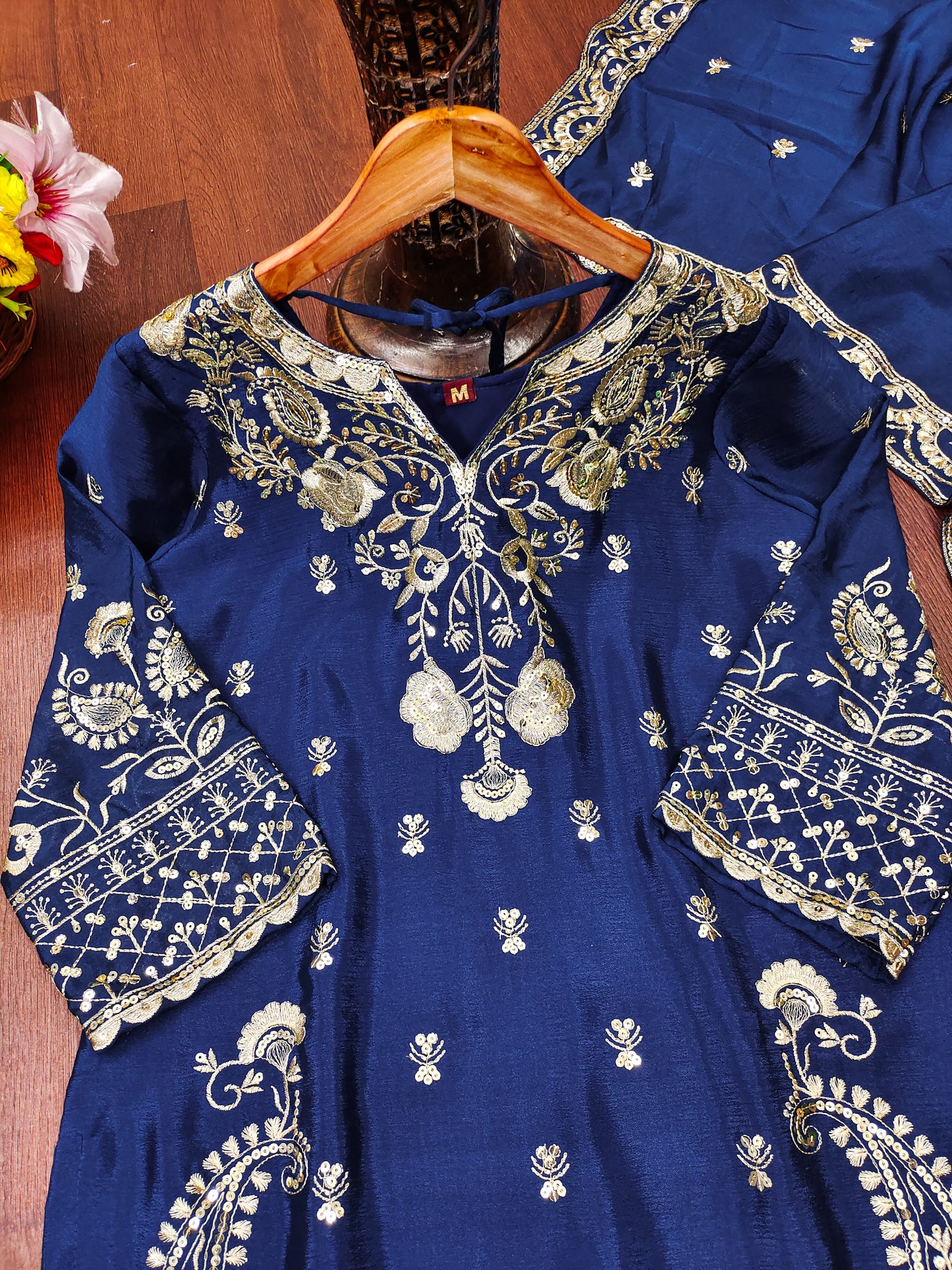 Designer Chinon Sharara Suit with Stunning Sequin Embroidered Work