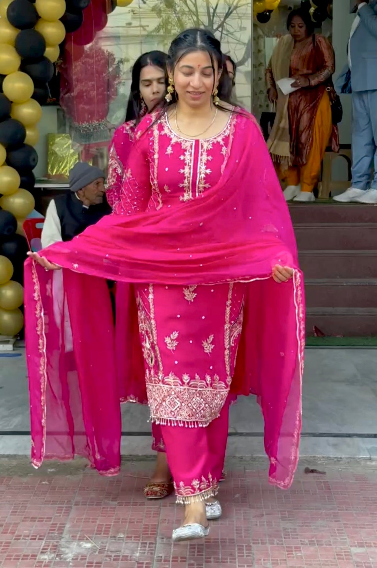 Designer Chinon Sequin-Embroidered Suit | Party-Wear Salwar Kameez Drape Dress