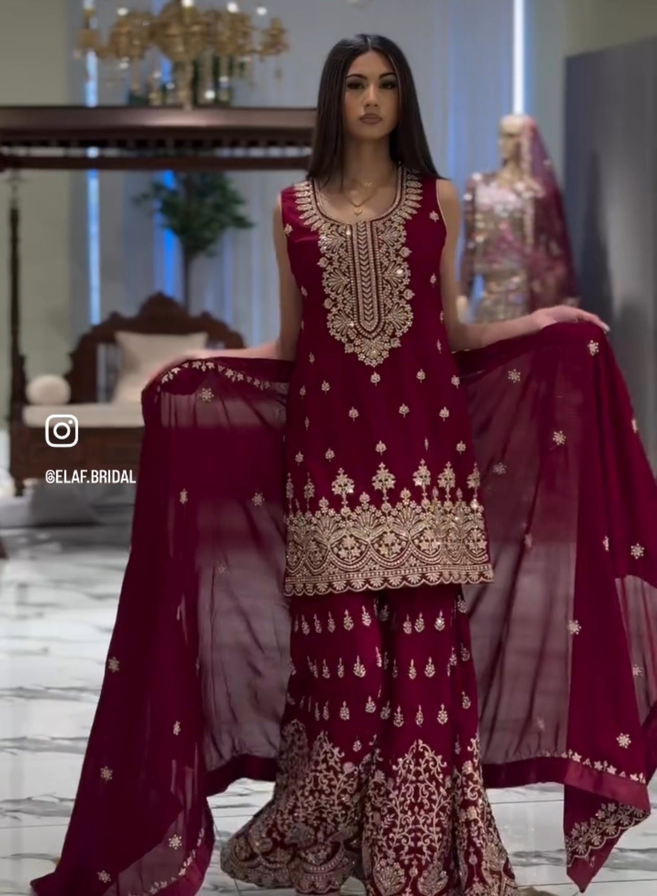 Designer Georgette Sequin-Embroidered Sharara Suit | Party Wear Drape Dress
