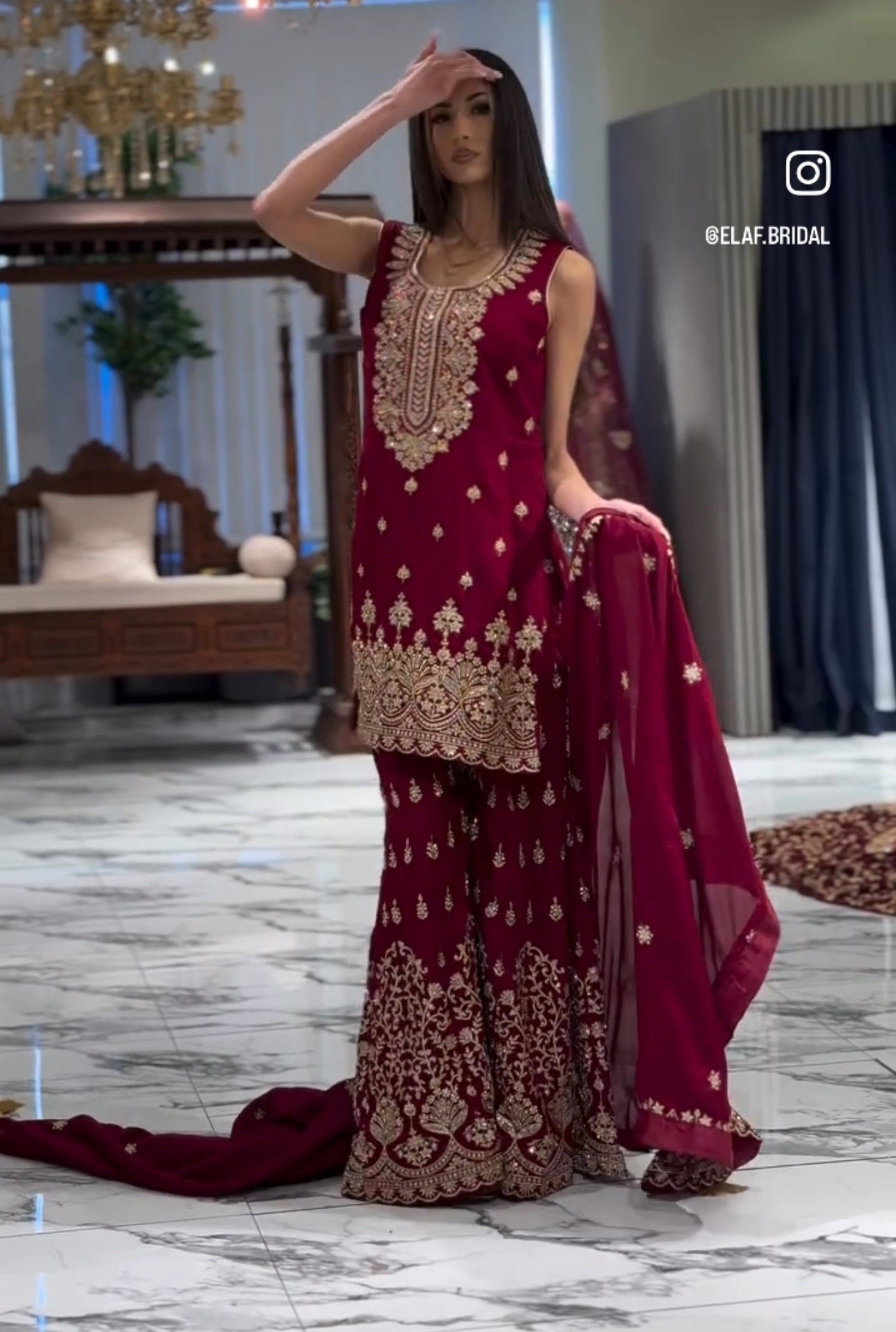 Designer Georgette Sequin-Embroidered Sharara Suit | Party Wear Drape Dress