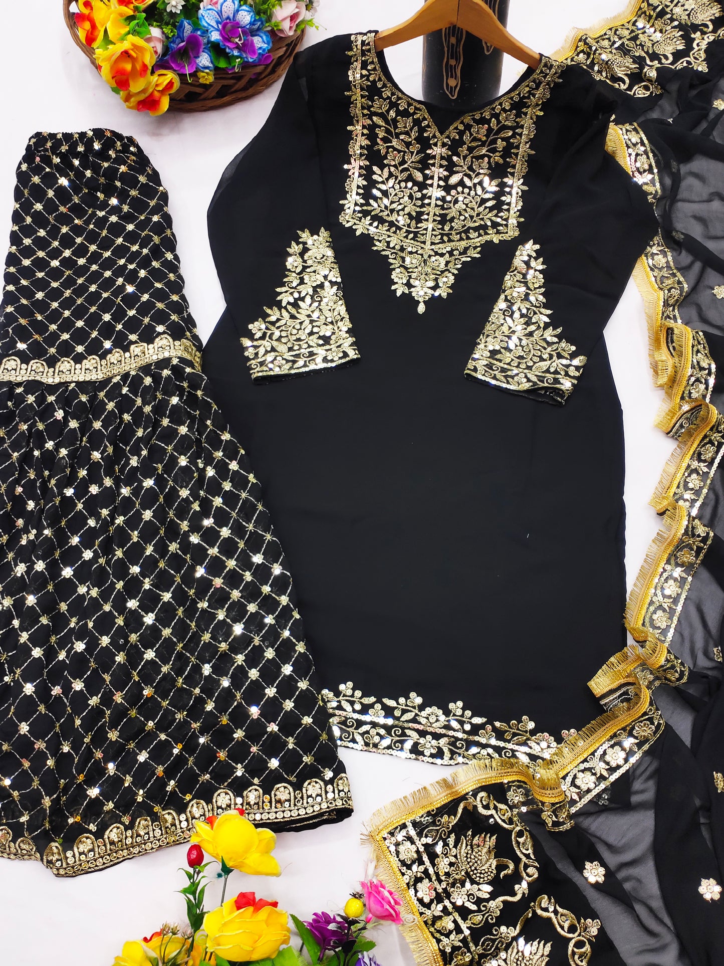 Designer Georgette Suit with Stunning Sequin Embroidery Work – Festive & Party Wear