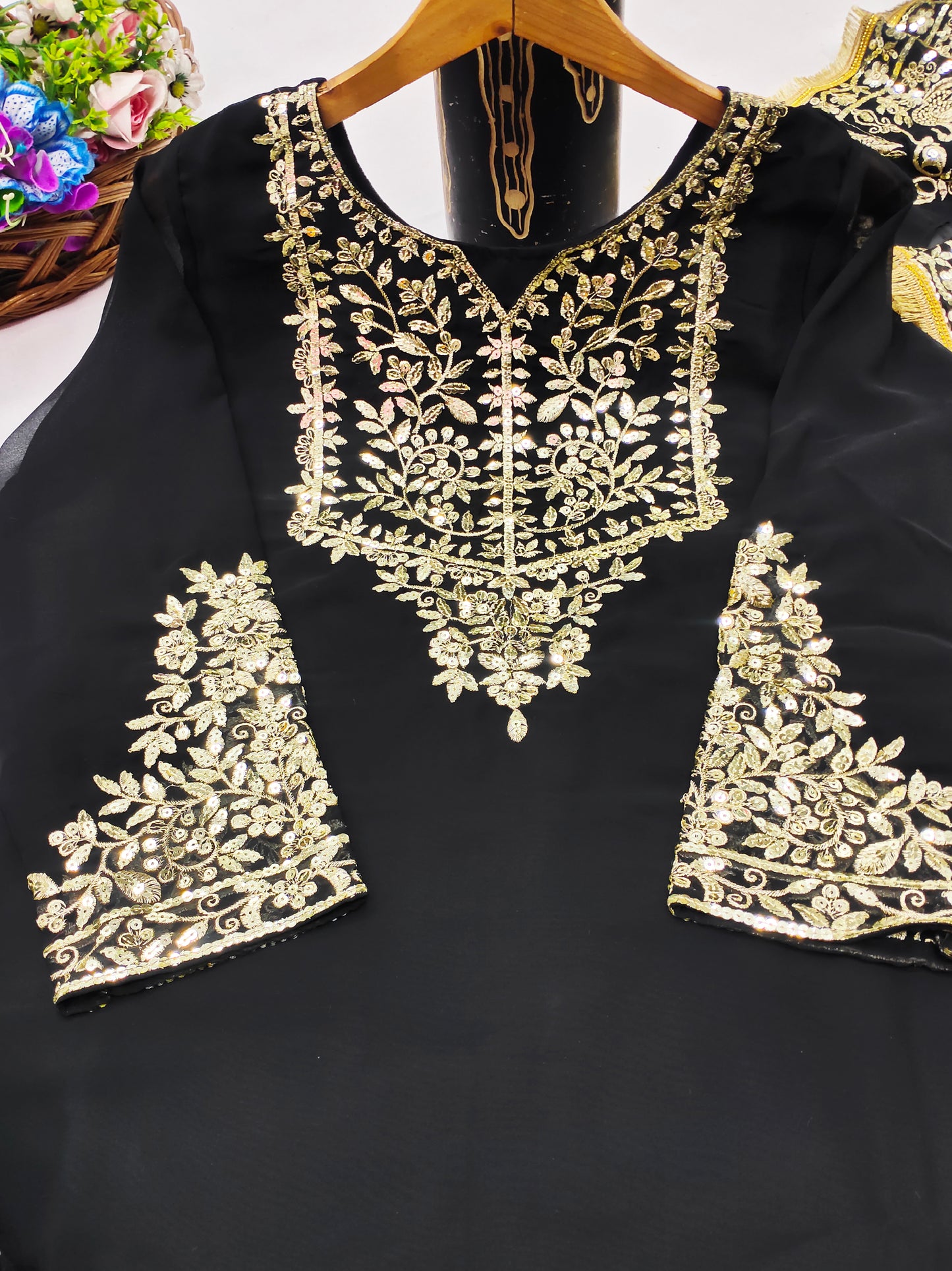 Designer Georgette Suit with Stunning Sequin Embroidery Work – Festive & Party Wear