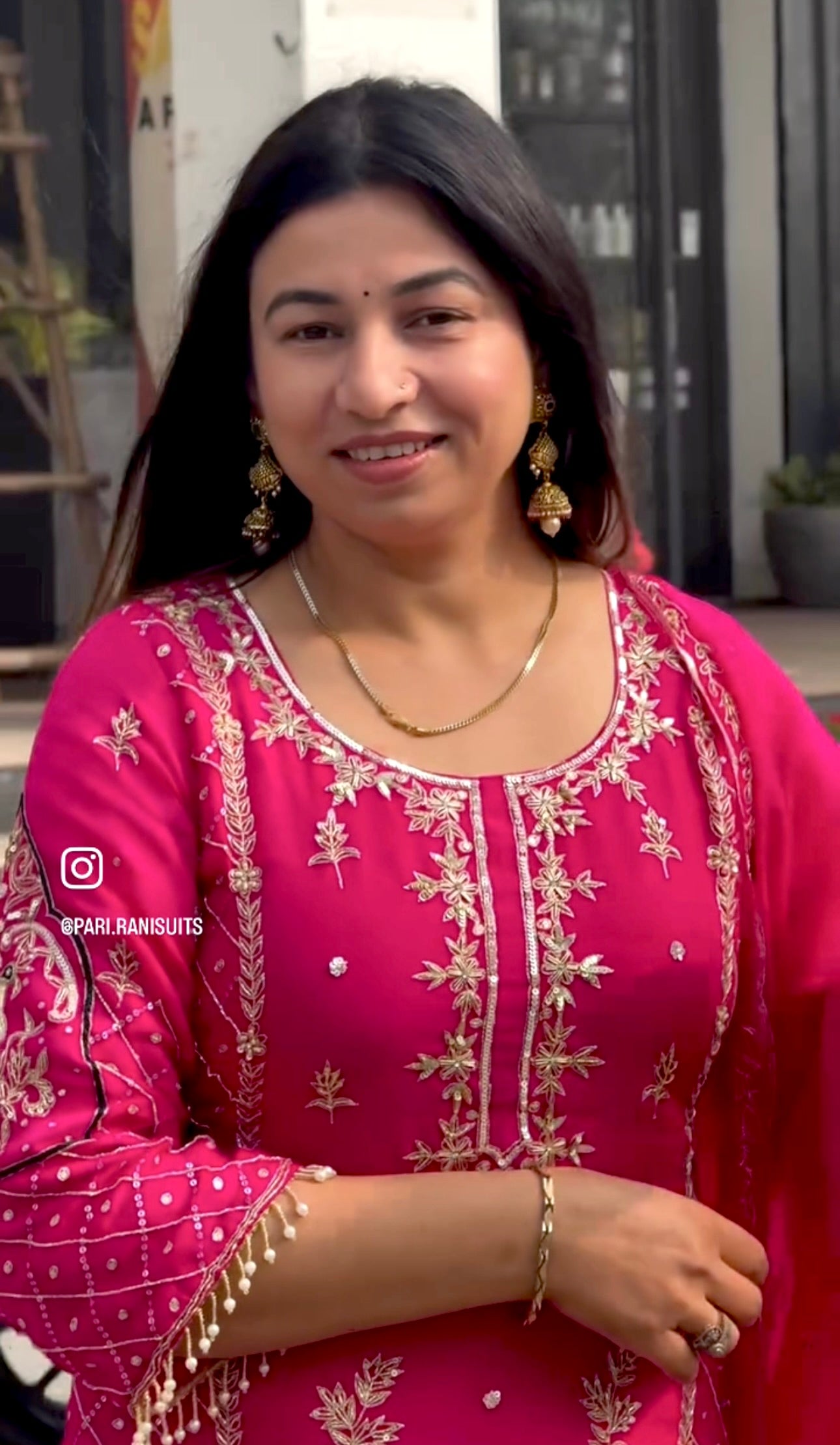 Designer Chinon Sequin-Embroidered Suit | Party-Wear Salwar Kameez Drape Dress