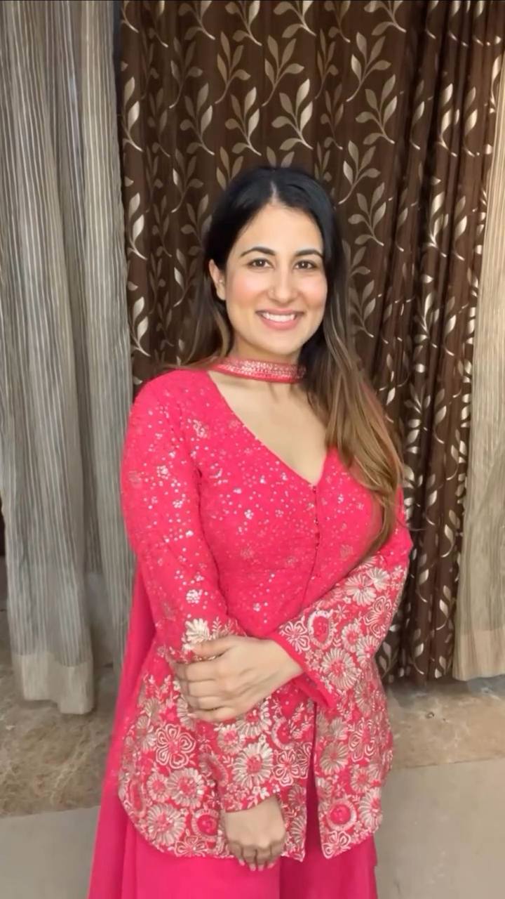 Designer Georgette Plazo Suit with Elegant Embroidered Work