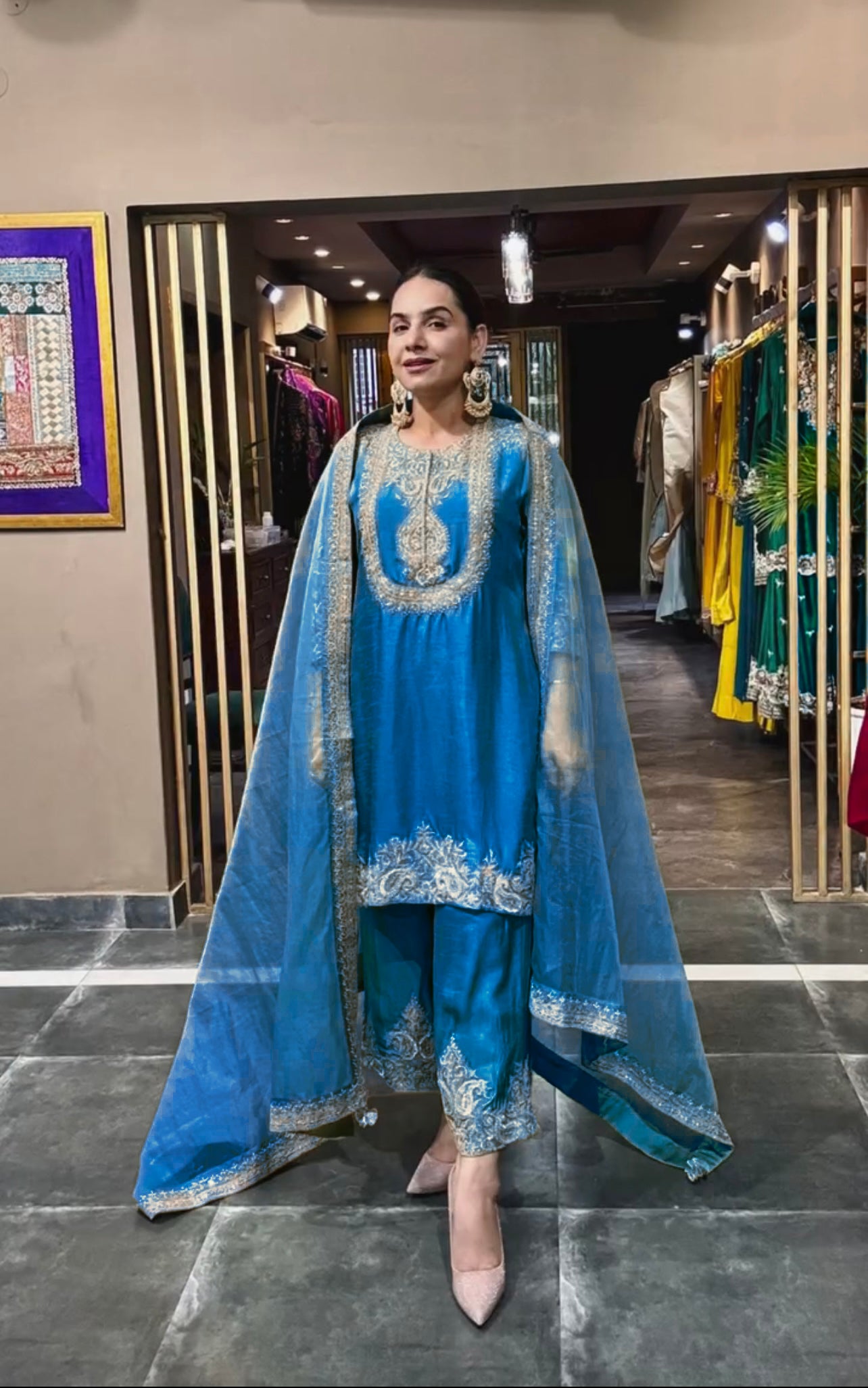 Luxuriant Chinnon Sequence Work Blue Color Salwar Suit