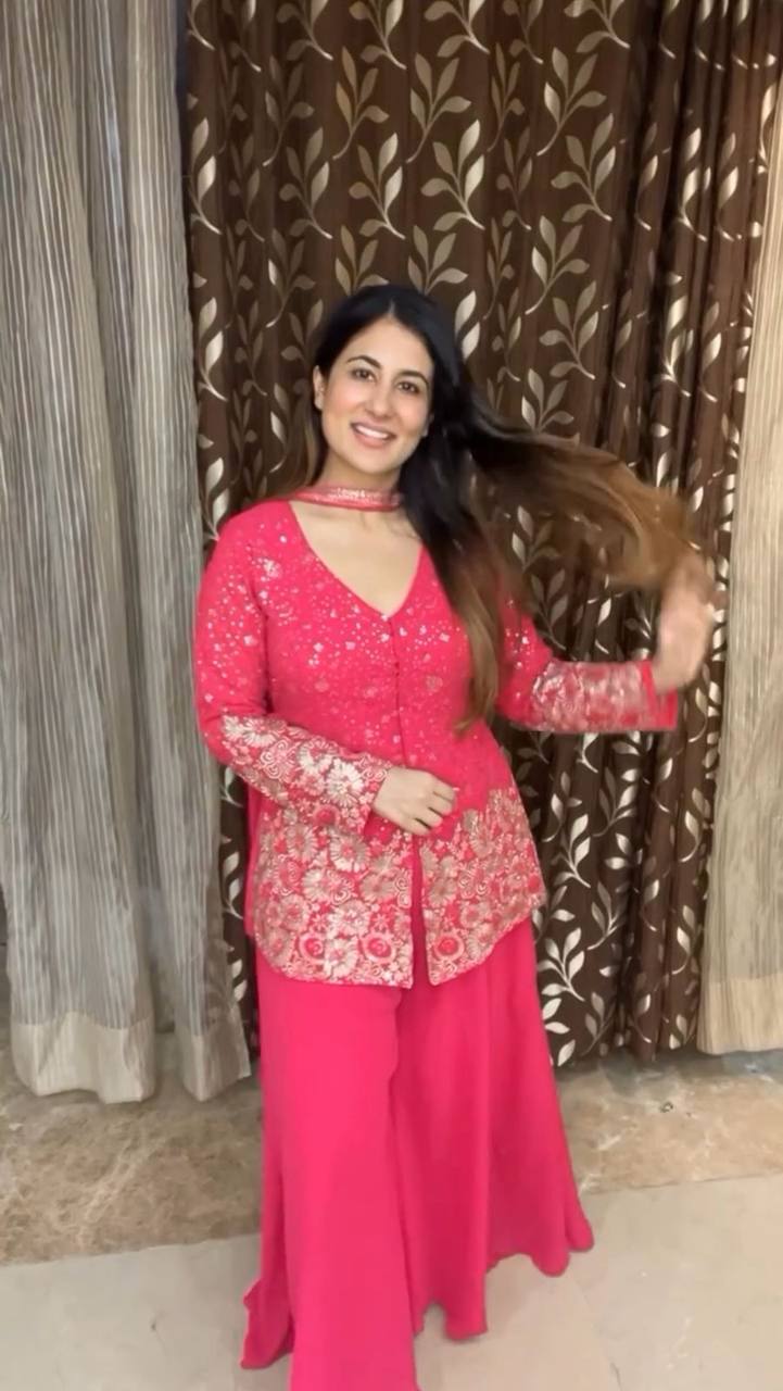 Designer Georgette Plazo Suit with Elegant Embroidered Work