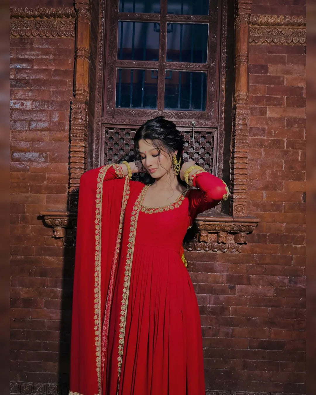 Red Color Anarkali Gown With Heavy Sequence Embroidery Bollywood Anarkali