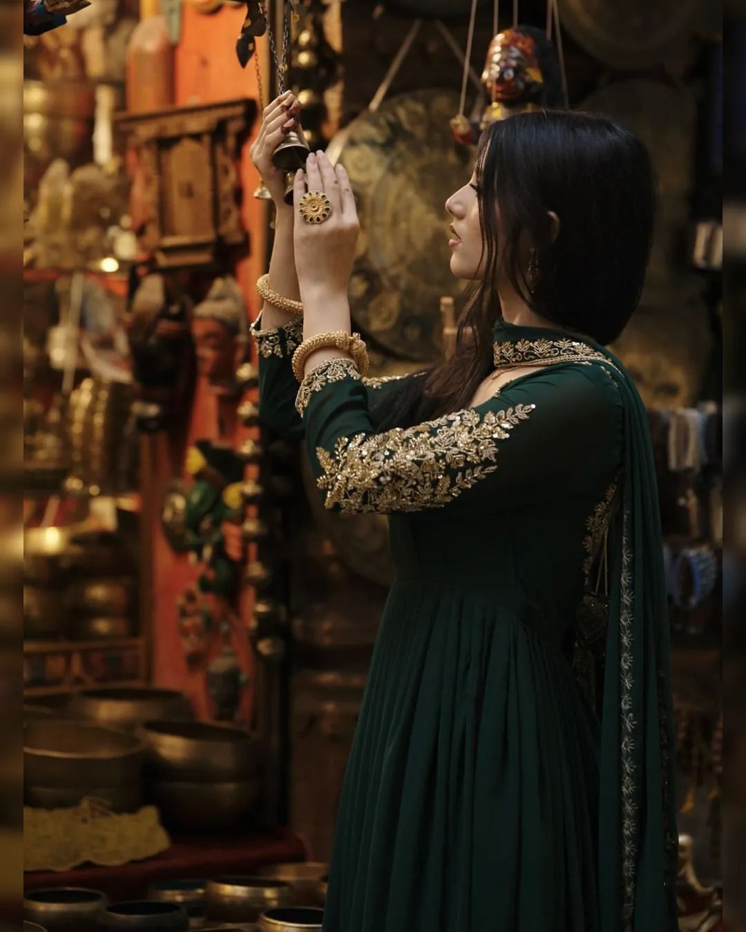 Green Color Anarkali Gown With Heavy Sequence Embroidery Bollywood Anarkali