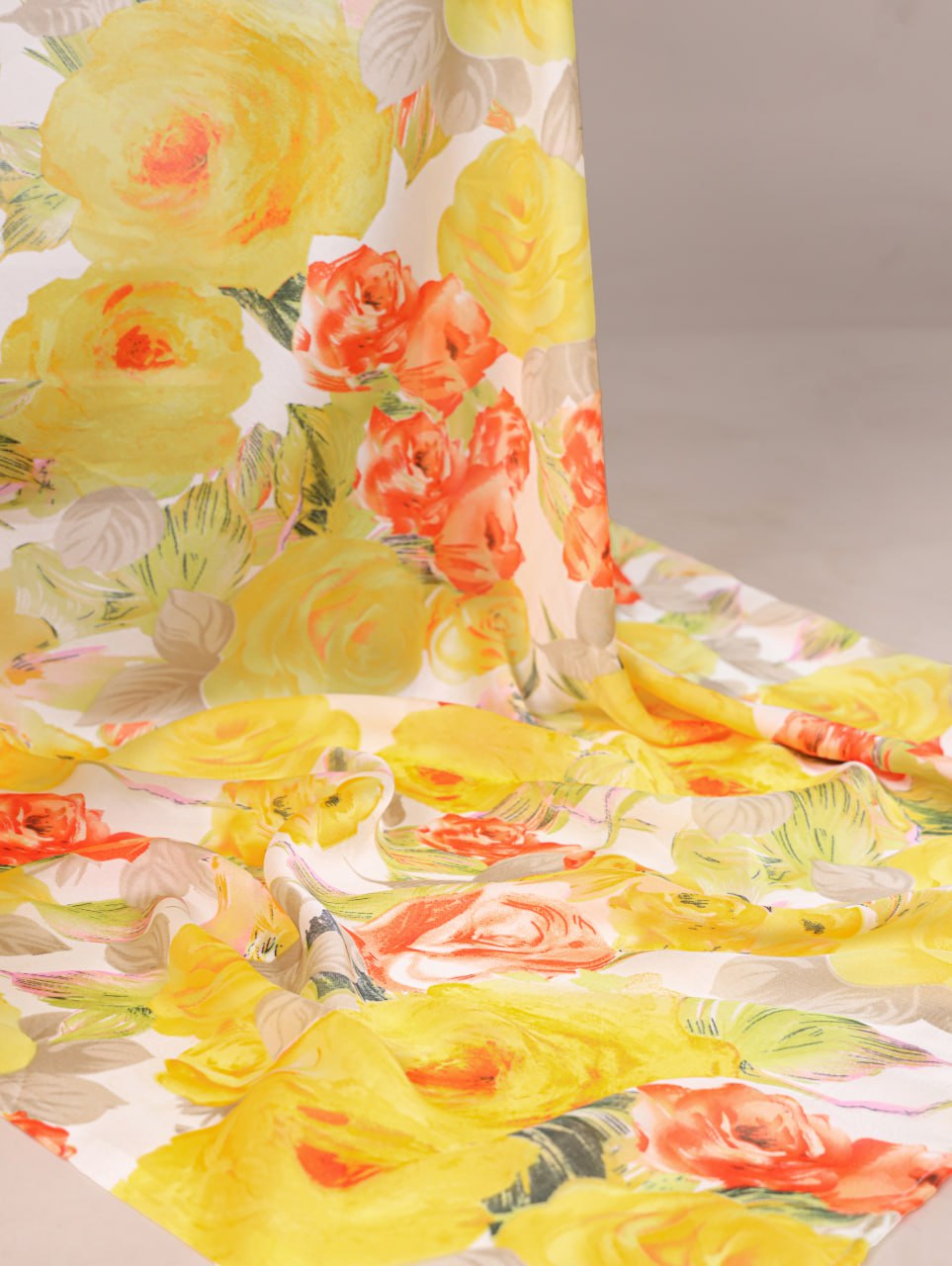 Yellow Dull Satin Floral Printed Saree with Moonga Silk Blouse