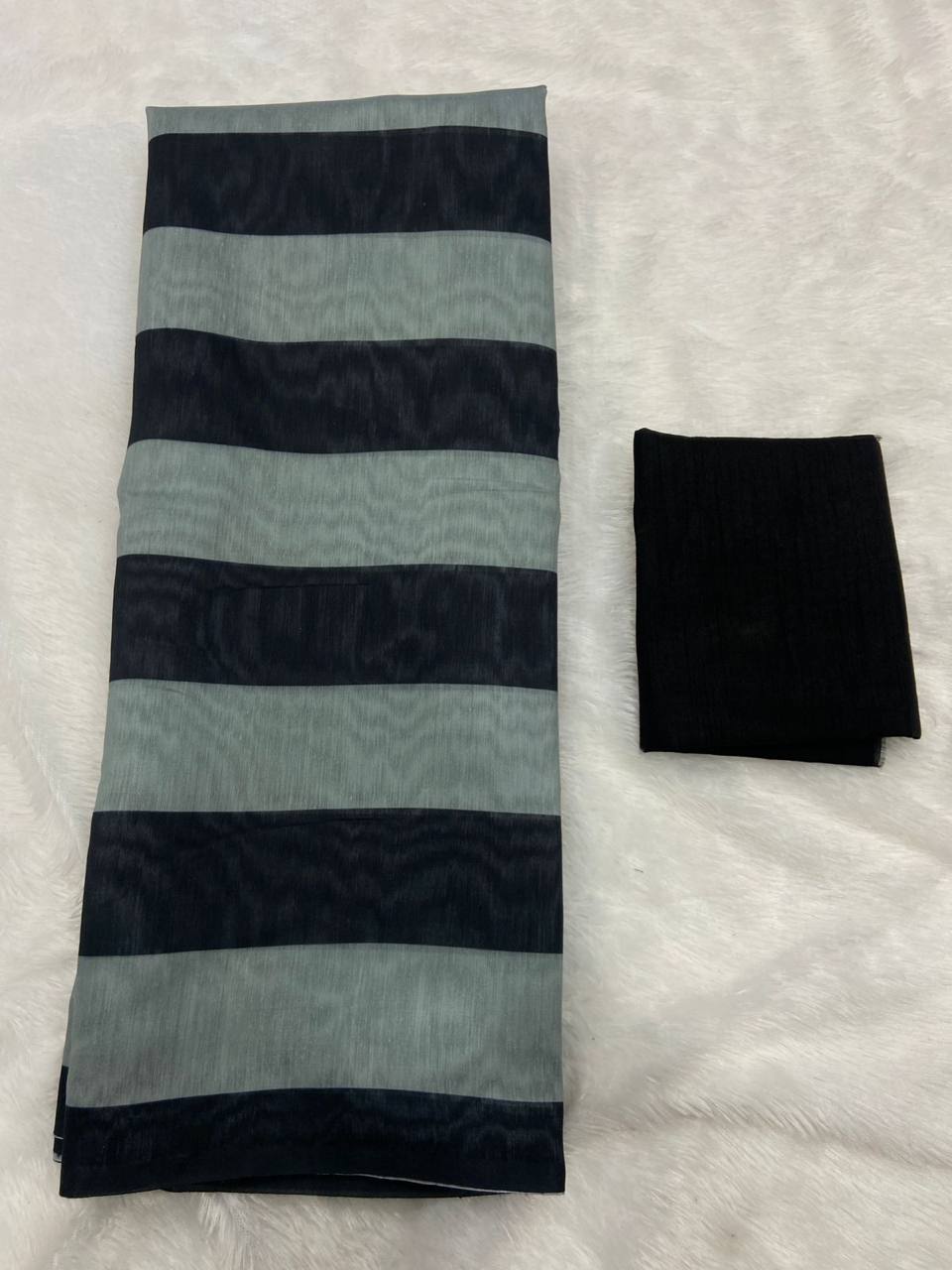 Black Mulmul Lightweight Cotton Digital Print Summer Saree