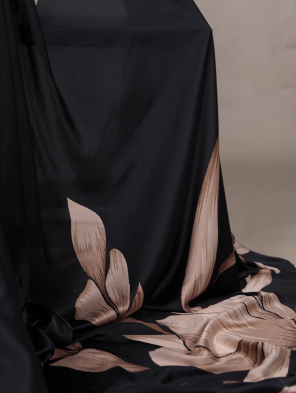 Black Royal Printed Chanderi Saree with Classic Border Matching Blouse