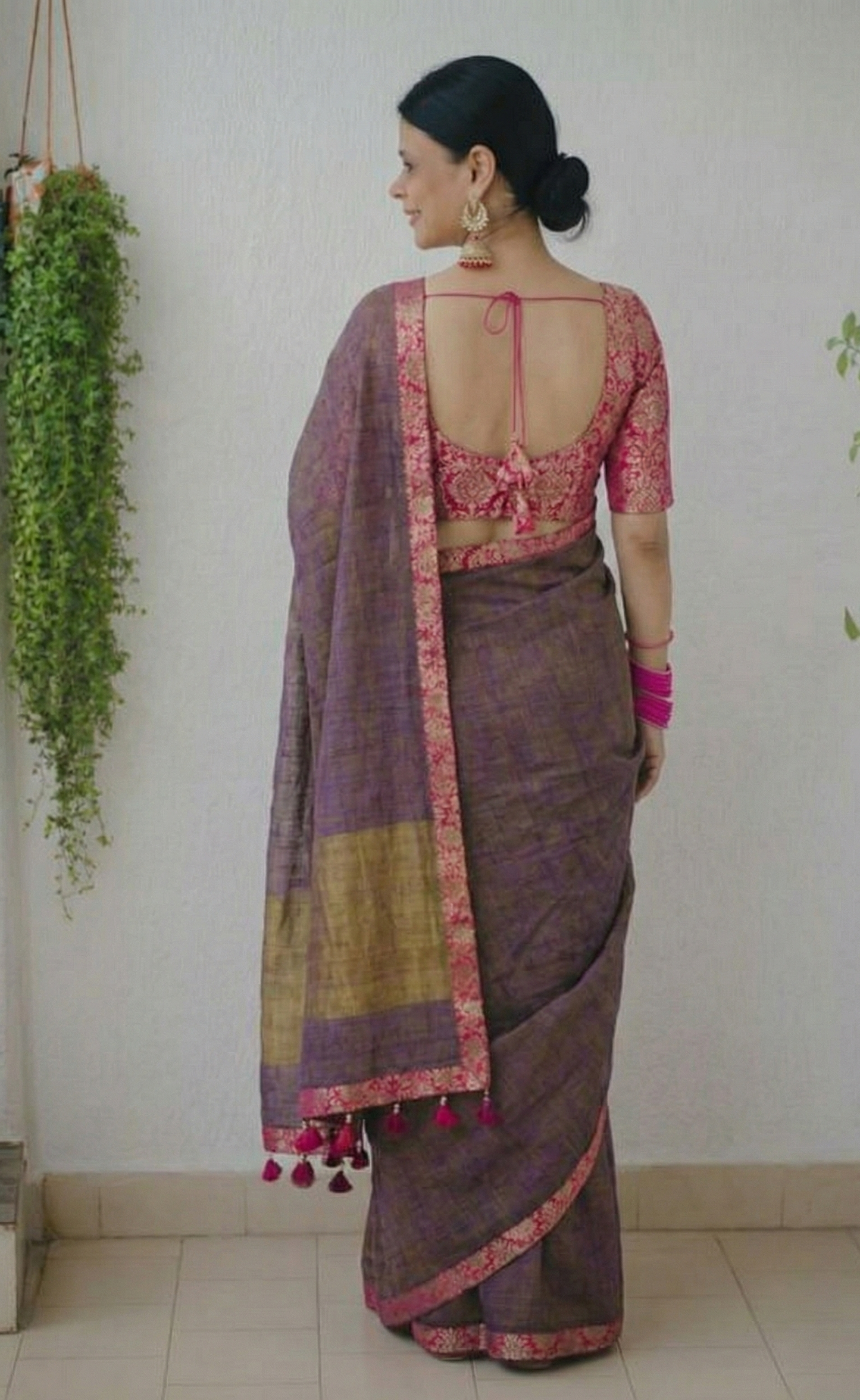 Brown Upadda Silk Jacquard Weaving Saree with Banarasi Blouse