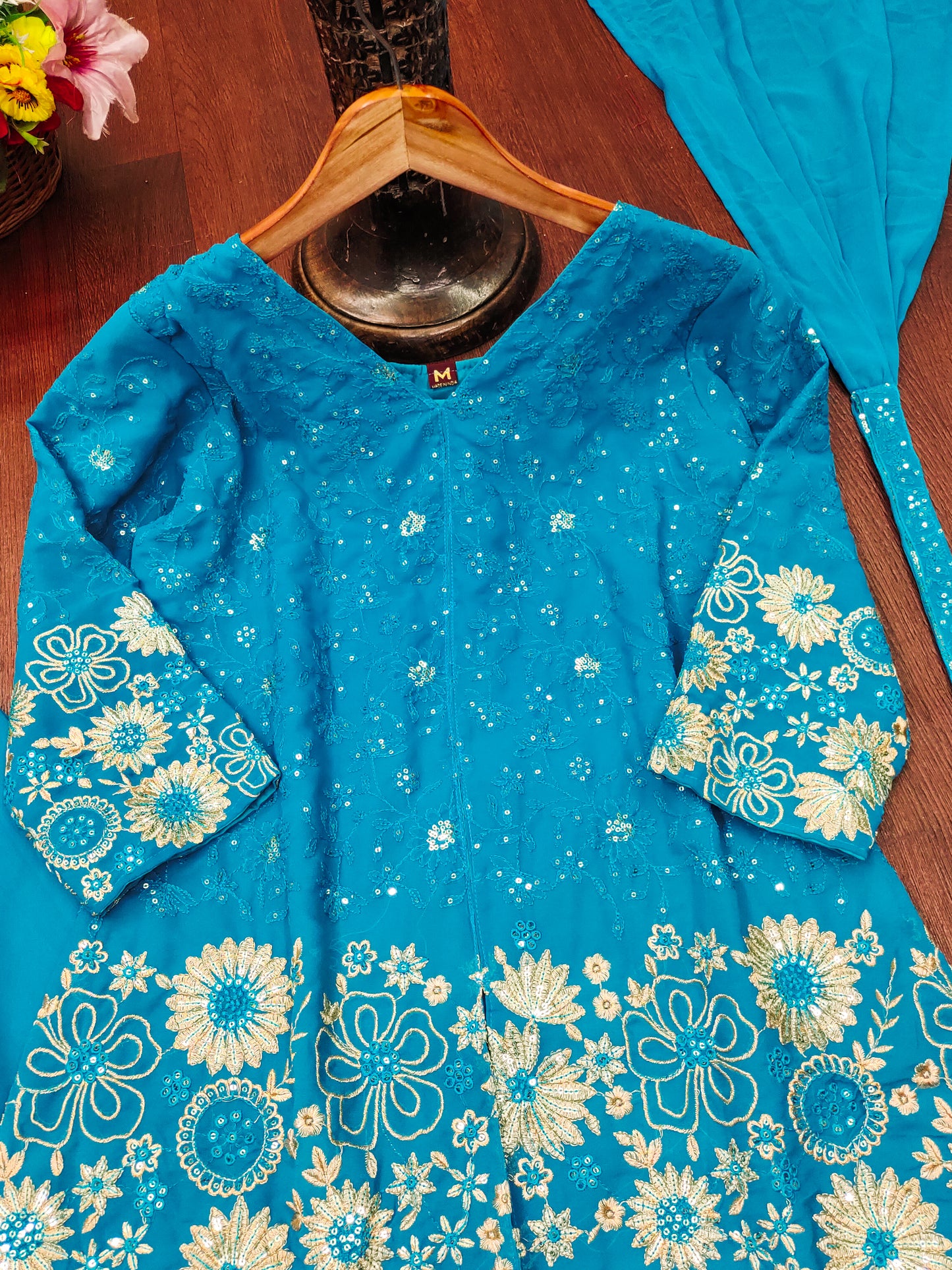 Designer Georgette Plazo Suit with Elegant Embroidered Work