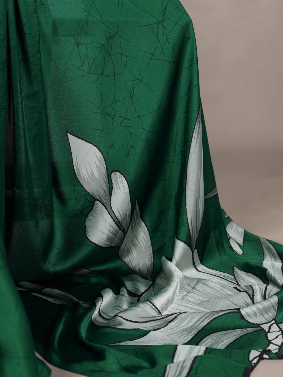 Green Royal Printed Chanderi Saree with Classic Border