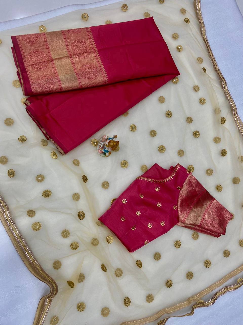 Maroon Kanchipuram Silk Lehenga Choli with Zari Weaving Net Dupatta