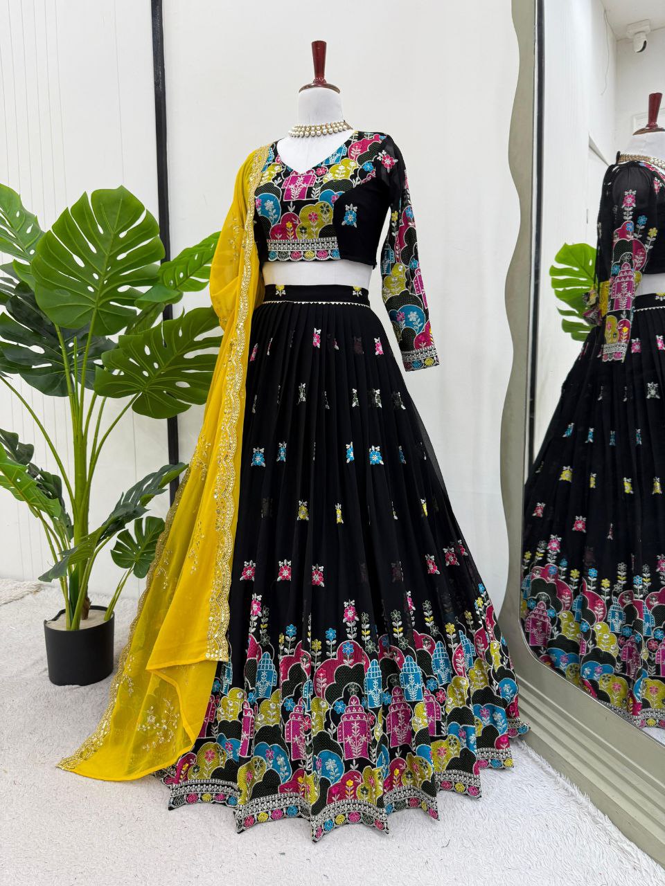 Faux Georgette Lehenga, Sequin Embroidery Lehenga, Thread Work Choli, Full Stitch Lehenga, Unstitched Blouse, Georgette Dupatta Set, Canvas Flair Lehenga, 3 Meter Flare Lehenga, Lightweight Partywear Lehenga, Indian Wedding Outfit, Festival Lehenga Choli, Ethnic Wear Set, 2025 Trending Lehenga