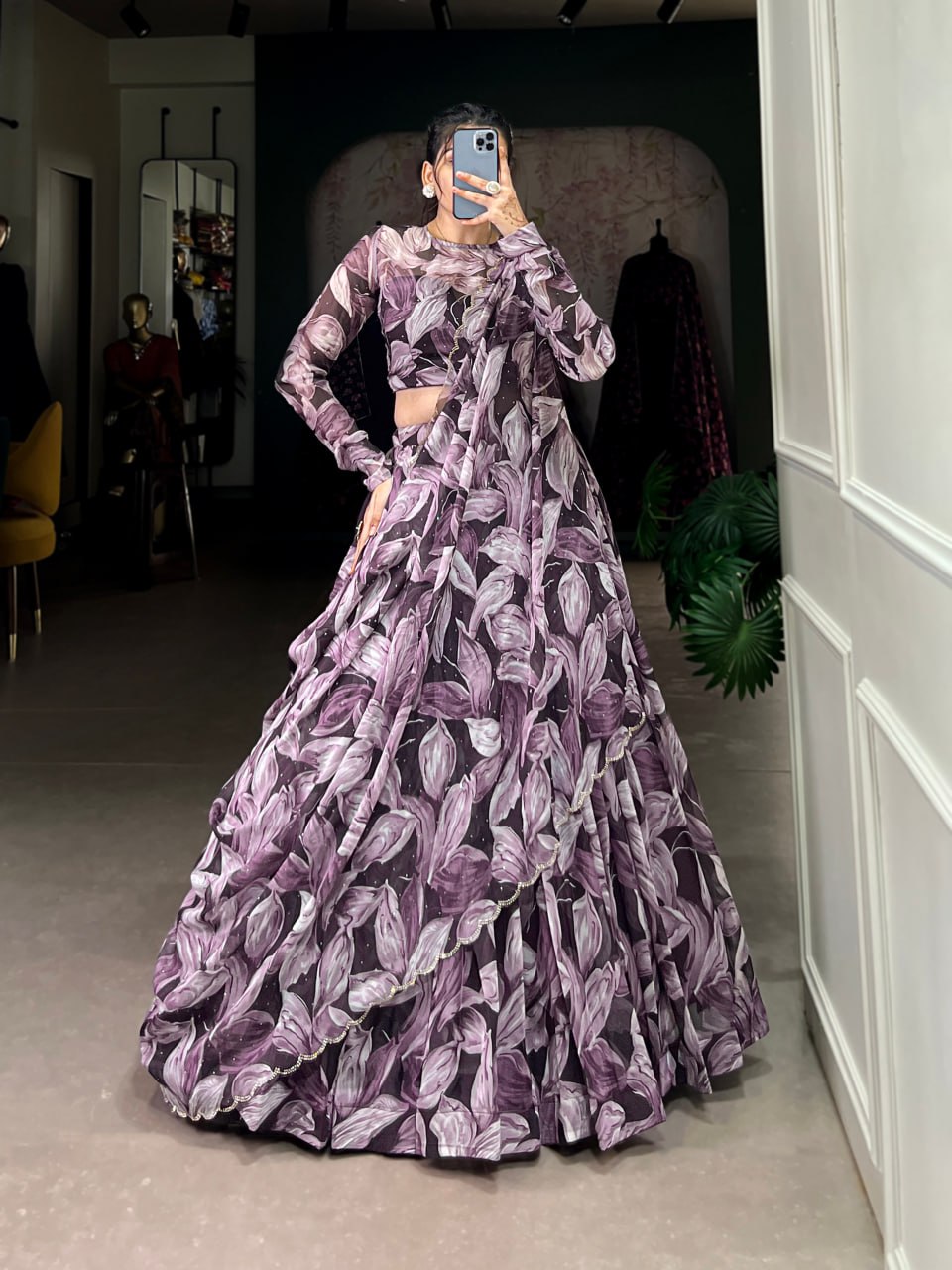 Tabby Silk Lehenga, Hotfix Work Lehenga, Printed Lehenga Choli, Tabby Silk Dupatta, Unstitched Blouse Set, Festive Lehenga Choli, 5.5 Meter Flair Lehenga, Canvas Lehenga, Stitched Indian Lehenga, Ethnic Wear 2025, Lightweight Lehenga, Designer Lehenga Choli, Tabby Silk Wedding Wear