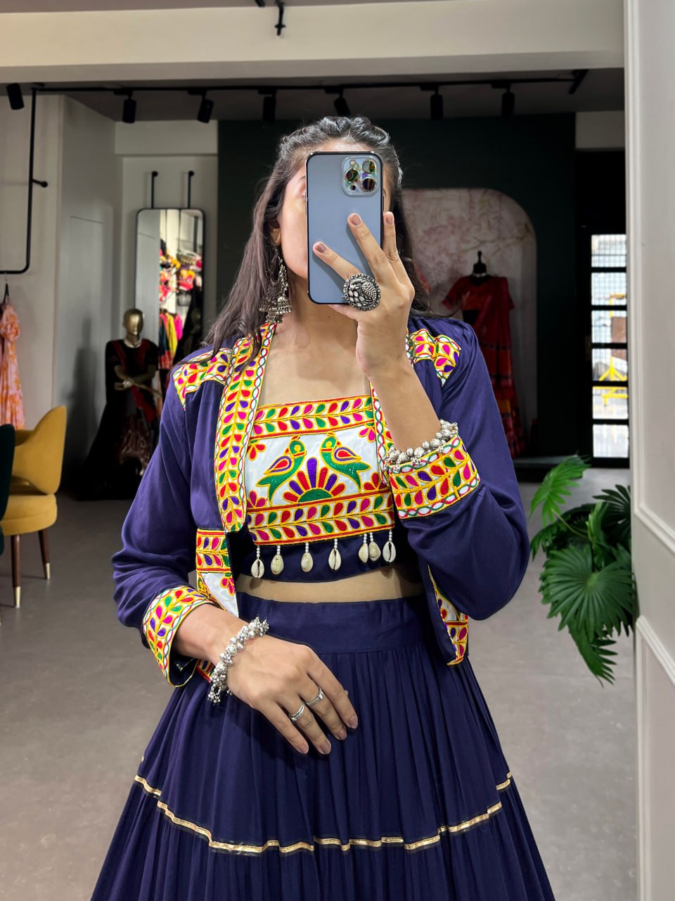 Navratri Lehenga Choli with Koti, Pure Rayon Lehenga Set, Gamthi Work Festival Wear Outfit, Gota Patti Lehenga for Navratri, Designer Navratri Chaniya Choli 2025, Stitched Lehenga Choli with Jacket, Traditional Indian Lehenga Outfit, Cowrie Lace Work Lehenga Choli, Women’s Navratri Garba Dress, Rayon Lehenga Choli with Gamthi Embroidery