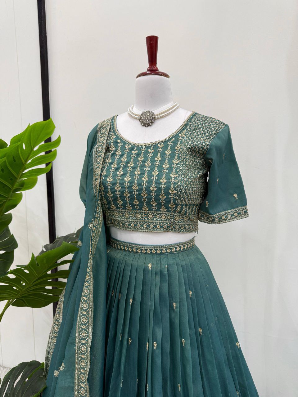 Simmer Silk Sequin Lehenga Choli with Lace Dupatta – 3 Mtr Flair