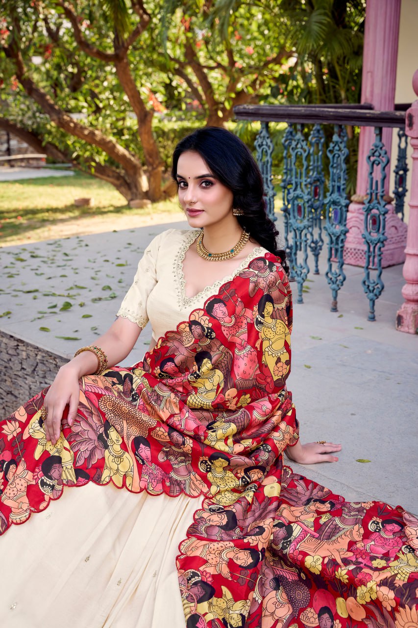 Off White Designer Wedding Lehenga Choli with Foil Print & Dupatta