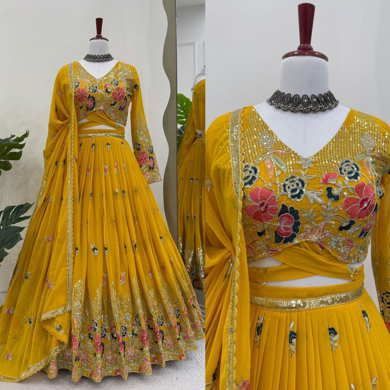 Georgette Lehenga, Sequin Thread Lehenga, Coding Dori Work Choli, Full Stitch Lehenga, Lehenga with Cancan, Micro Inner Lehenga, Party Wear Lehenga, Indian Ethnic Wear, Wedding Lehenga, Dupatta with Lace Border, 3 Meter Flare Lehenga, Designer Lehenga Set, Unstitched Choli