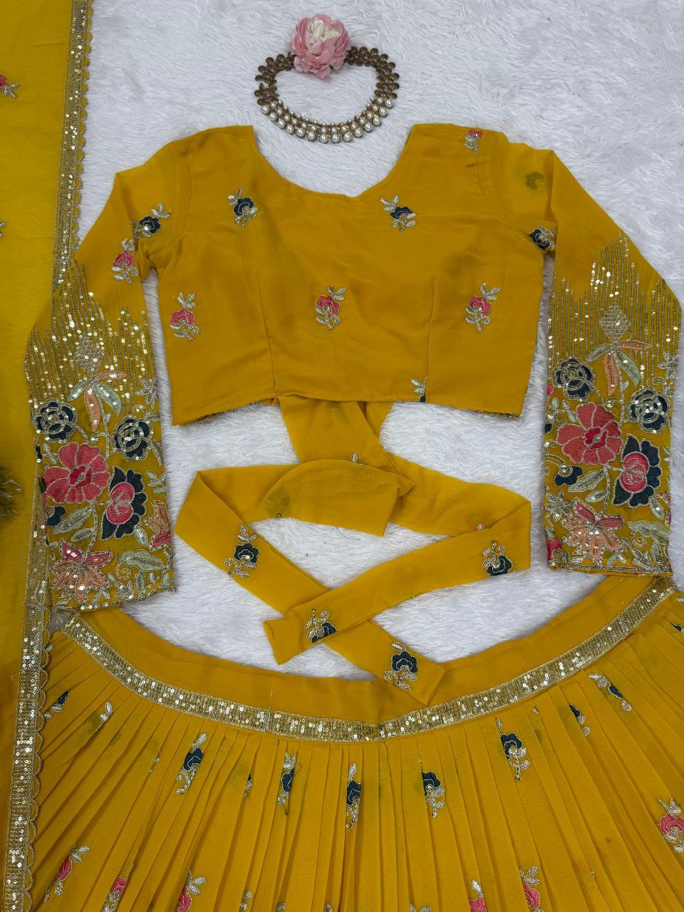 Georgette Lehenga, Sequin Thread Lehenga, Coding Dori Work Choli, Full Stitch Lehenga, Lehenga with Cancan, Micro Inner Lehenga, Party Wear Lehenga, Indian Ethnic Wear, Wedding Lehenga, Dupatta with Lace Border, 3 Meter Flare Lehenga, Designer Lehenga Set, Unstitched Choli