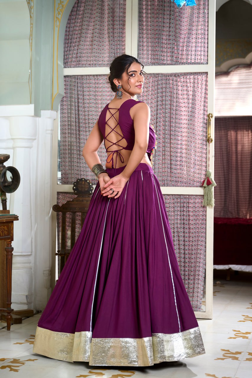 Navratri Lehenga 2025, Gamthi Work Blouse, Rayon Lehenga Choli, Kodi Lace Blouse, Gotta Patti Lehenga, Cowrie Work Choli, Stitched Navratri Lehenga, Traditional Garba Outfit, Dandiya Lehenga, 6 Meter Flare Lehenga, Festive Indian Wear, Ready to Wear Lehenga, Canvas Lined Lehenga