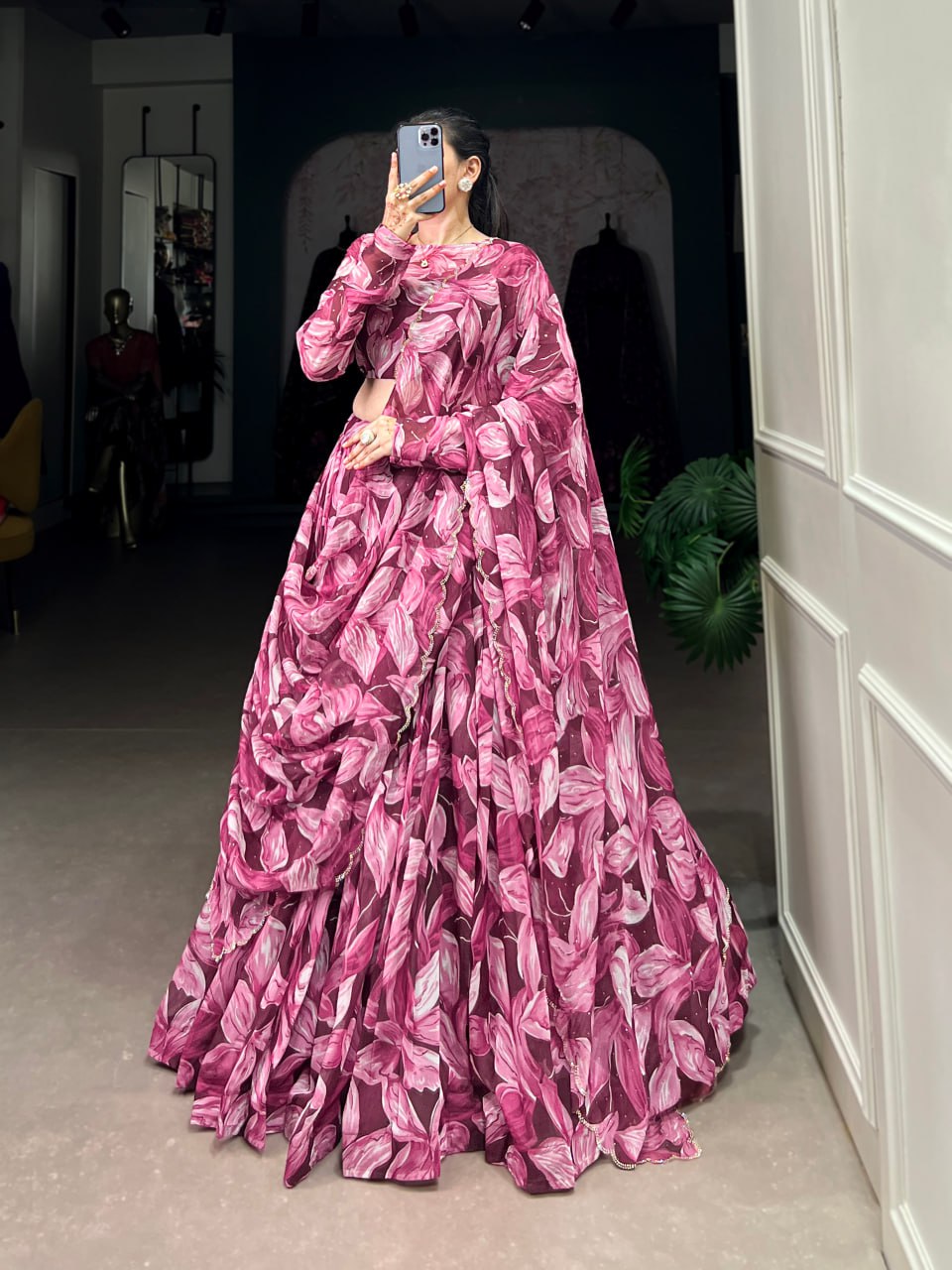 Tabby Silk Lehenga, Hotfix Work Lehenga, Printed Lehenga Choli, Tabby Silk Dupatta, Unstitched Blouse Set, Festive Lehenga Choli, 5.5 Meter Flair Lehenga, Canvas Lehenga, Stitched Indian Lehenga, Ethnic Wear 2025, Lightweight Lehenga, Designer Lehenga Choli, Tabby Silk Wedding Wear