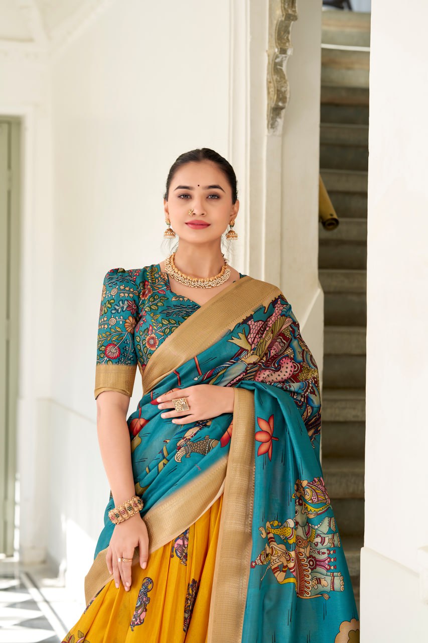Dola Silk Lehenga Choli, Kalamkari Print Garba Choli, Festival Wear Lehenga Choli 2025, Designer Silk Lehenga for Women, Traditional Garba Outfit Online, Weaving Border Lehenga Choli Set, Tassel Dupatta Lehenga Choli, Indian Ethnic Wear for Festivals, Stitched Dola Silk Lehenga Set, Kalamkari Print Silk Chaniya Choli