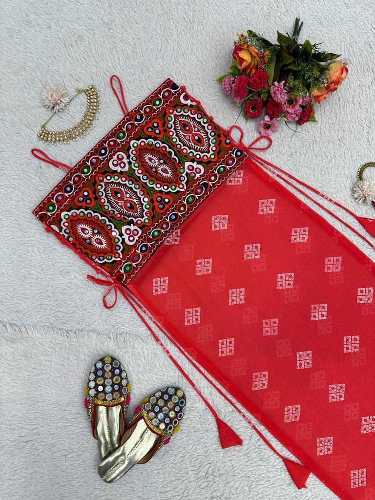 Faux Georgette Mirror Work Padded Top – Dori Style
