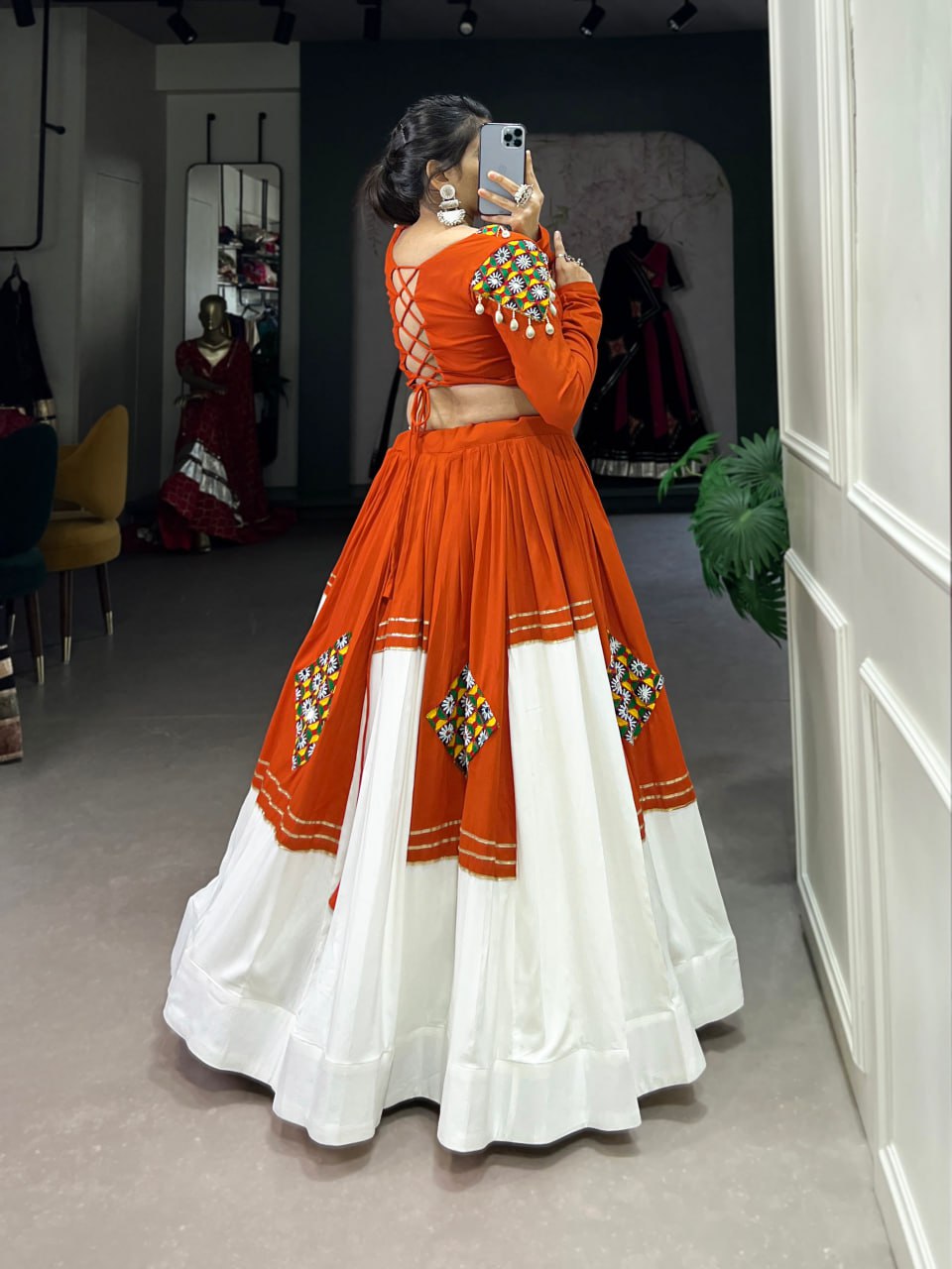 Pure Rayon Navratri Lehenga, Gamthi Work Lehenga Choli, Gota Patti Festival Lehenga, Rayon Stitched Lehenga Choli Set, Traditional Navratri Chaniya Choli, Women’s Garba Outfit 2025, Cowrie Lace Work Lehenga Choli, Designer Rayon Lehenga for Festivals, Ethnic Wear Lehenga Choli Online, Stitched Festival Wear Lehenga