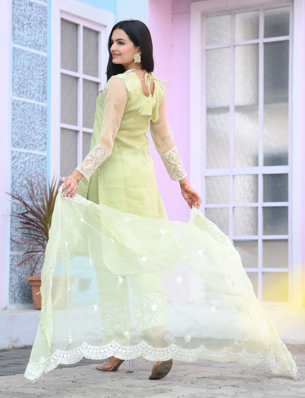 Designer Organza Sequin-Embroidered Suit Set | Premium Party-Wear Salwar Kameez Drape Dress