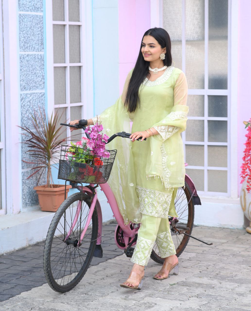 Designer Organza Sequin-Embroidered Suit Set | Premium Party-Wear Salwar Kameez Drape Dress
