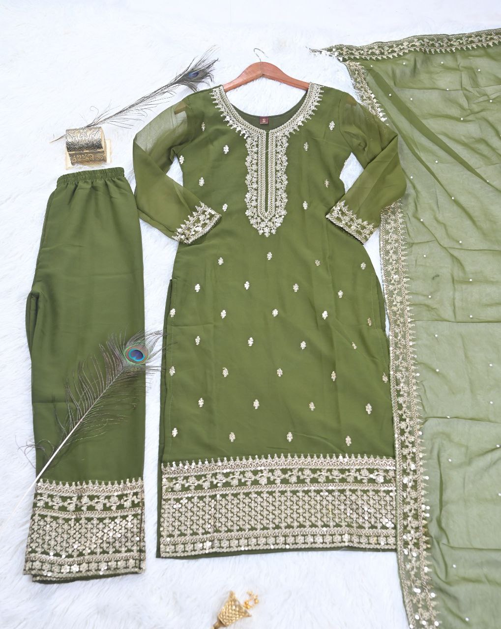 Fox Georgette Designer Embroidered Suit Set | Party-Wear Salwar Kameez Drape Dress