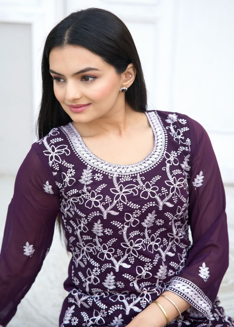 Designer Fox Georgette Heavy Embroidered Suit | Premium Party-Wear Salwar Kameez Drape Dress