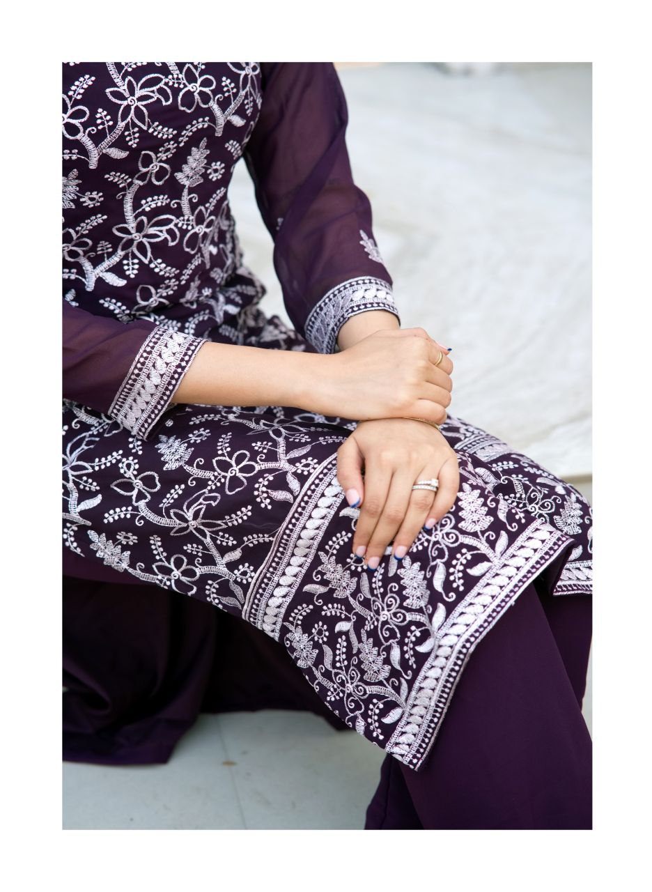 Designer Fox Georgette Heavy Embroidered Suit | Premium Party-Wear Salwar Kameez Drape Dress