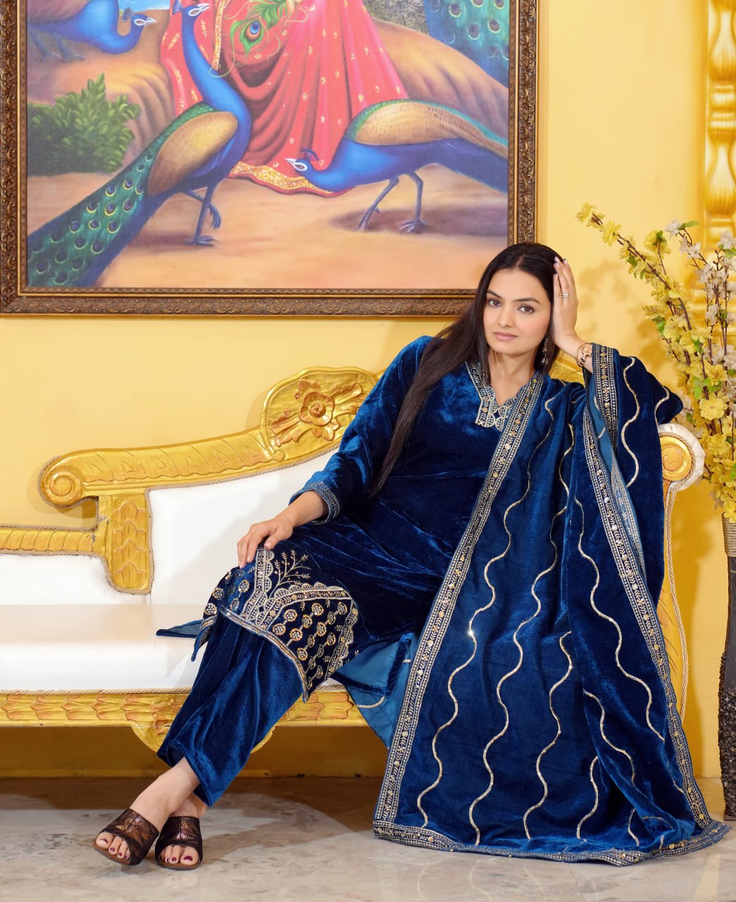 Fox Georgette Embroidered Stone-Work Suit | Designer Party Wear Drape Dress