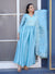 Designer Chinon Embroidered Gown – Festive Party Wear Drape Dress