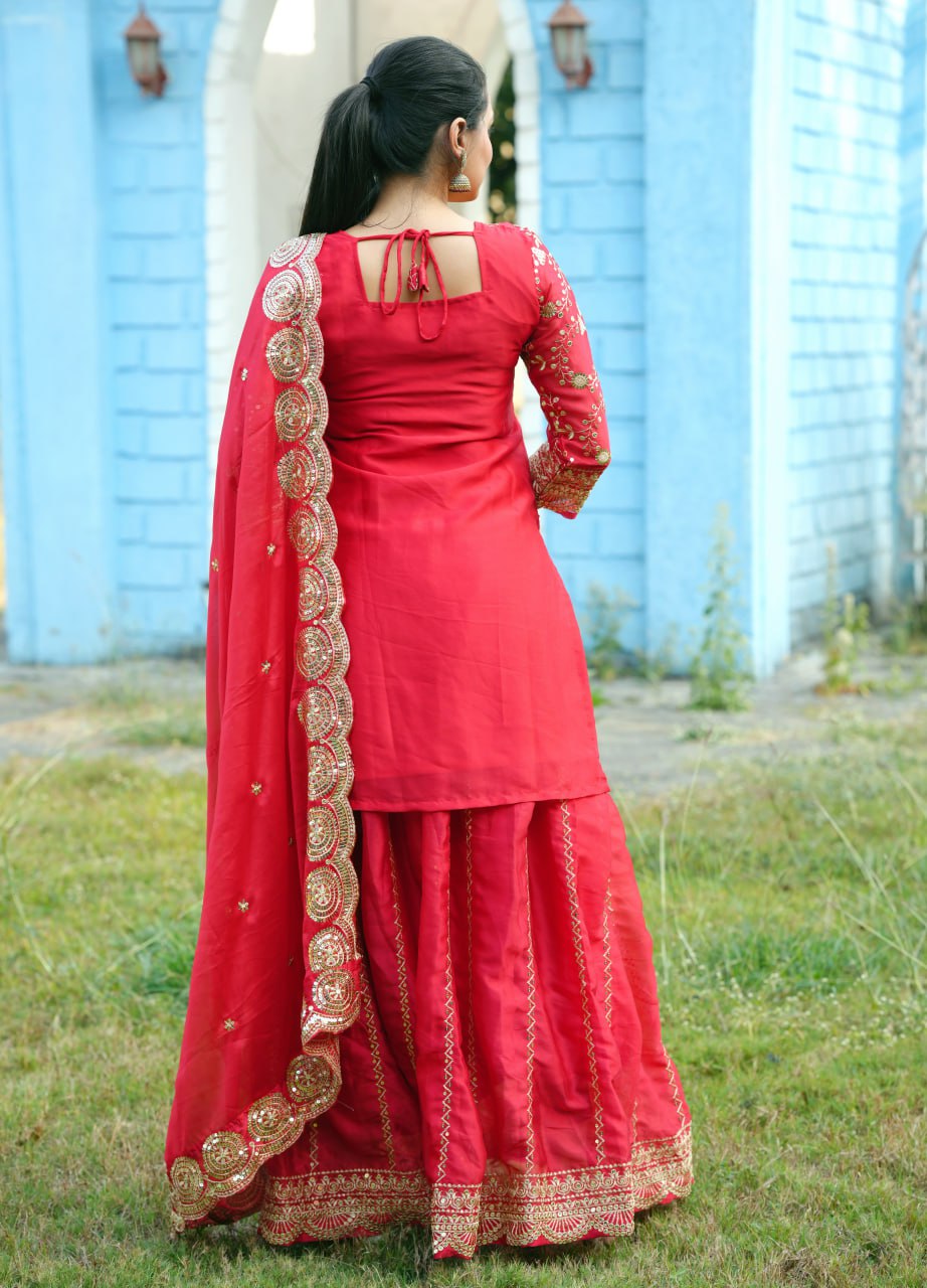 Designer Rangoli Silk Lehenga Suit with Sequin Embroidery | Festive Wear Drape Dress