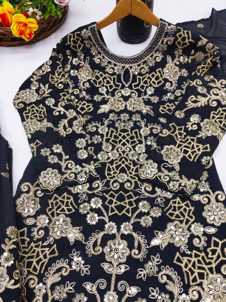 Designer Fox Georgette Sharara Suit with Heavy Sequin & Coding Embroidery Work