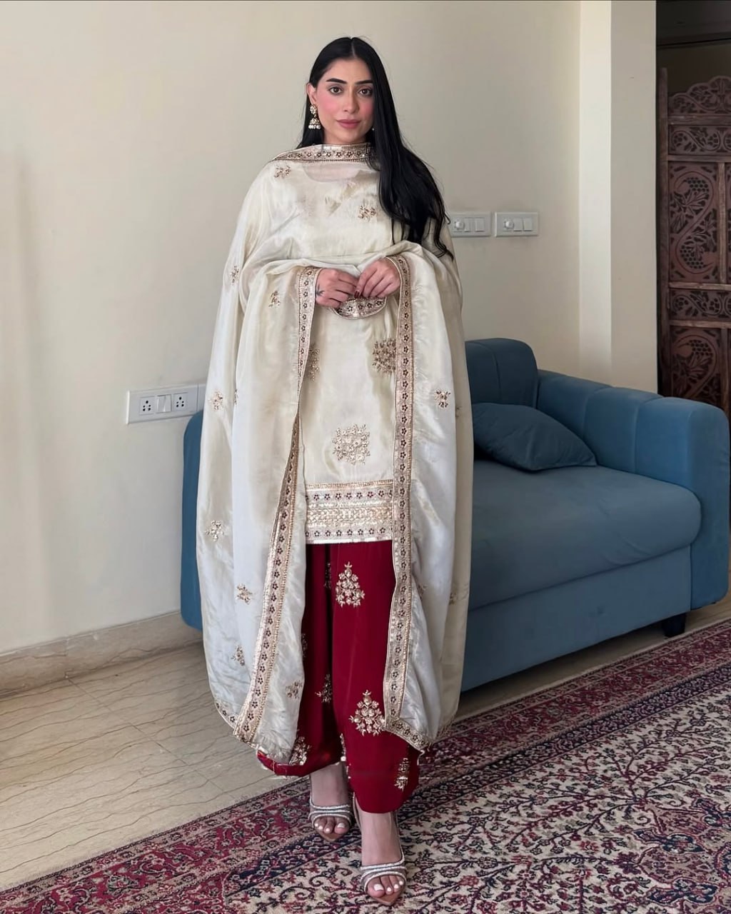 Designer Chinon Suit with Elegant Sequin Embroidery Work – Festive & Party Wear