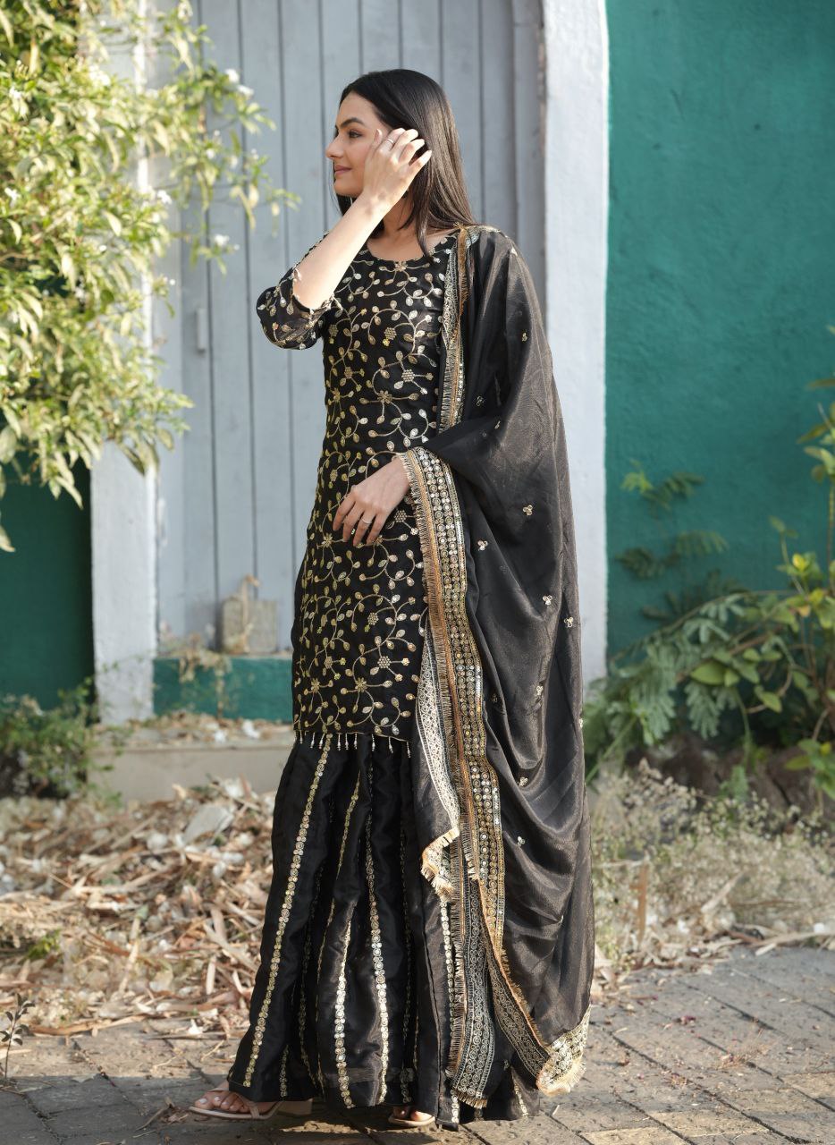 Designer Chinon Lehenga Suit with Heavy Sequin Embroidery Work – Festive & Wedding Wear